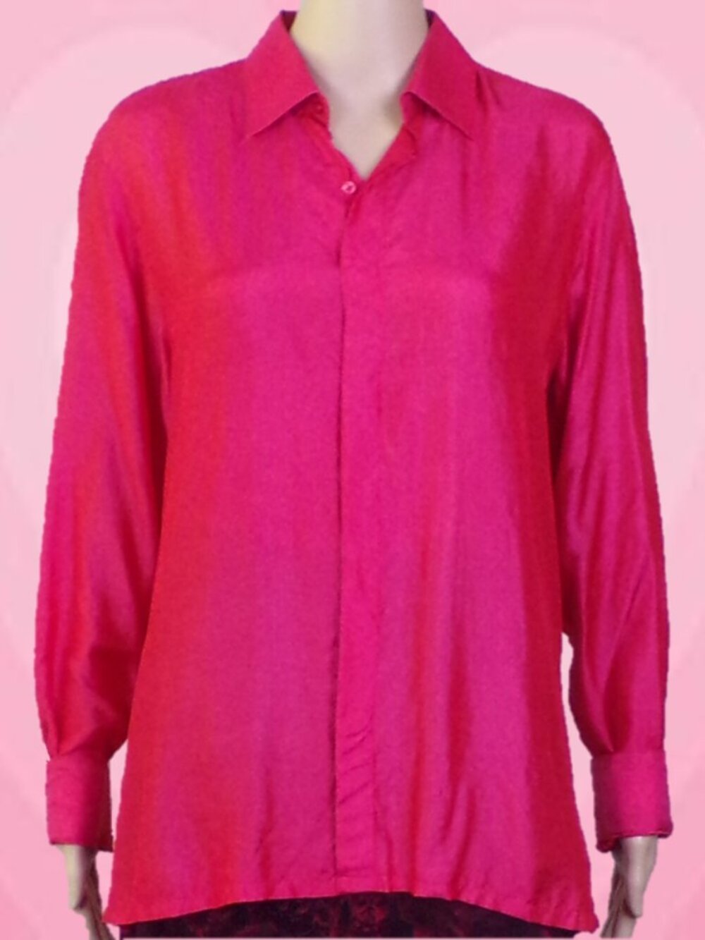 SILK! DUOMO ITALY size M (15 - 15.5) long-sleeve shirt/blouse 100% silk DC only